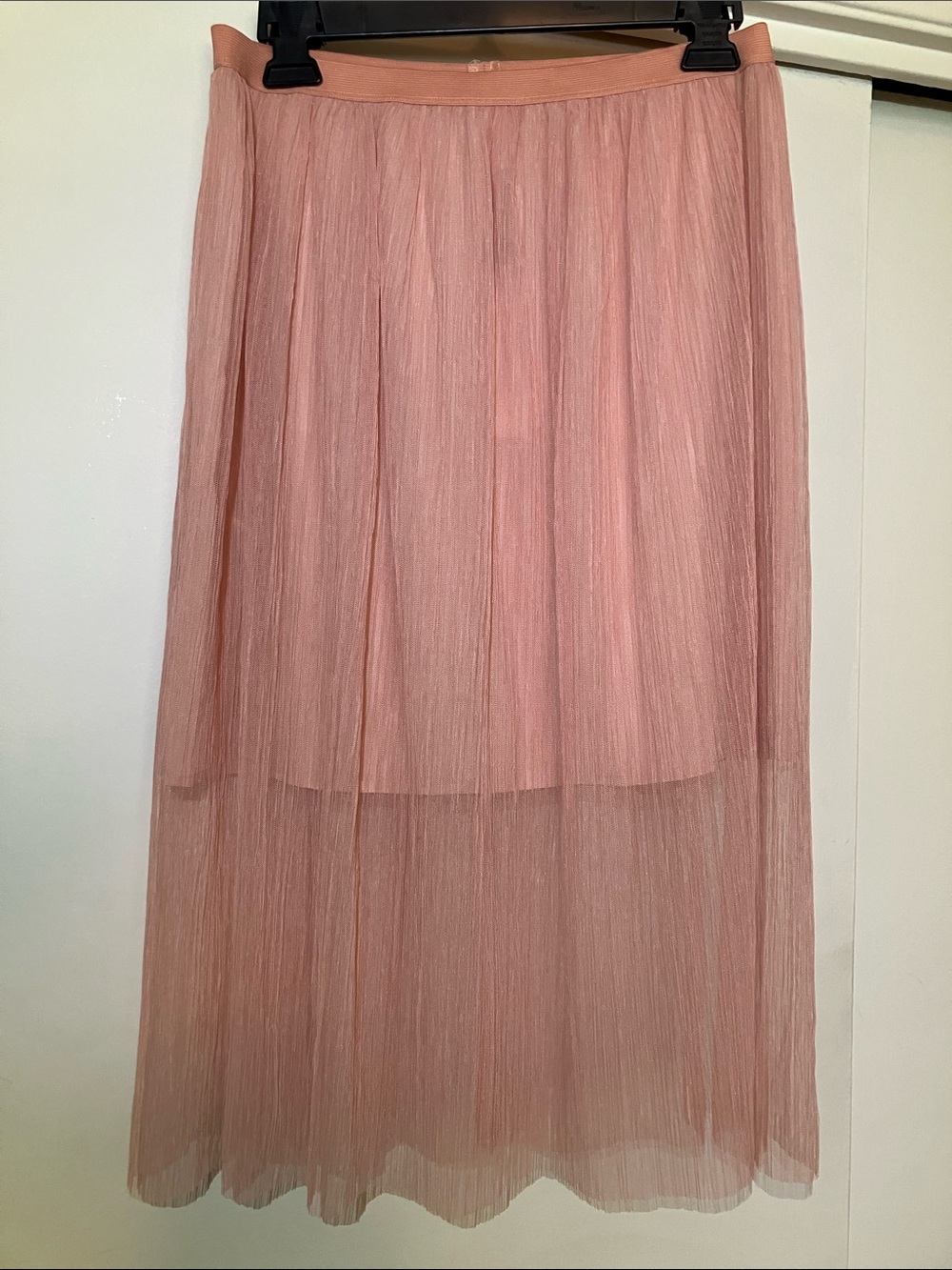 BCBGeneration Blush Pink Pleated Midi Skirt